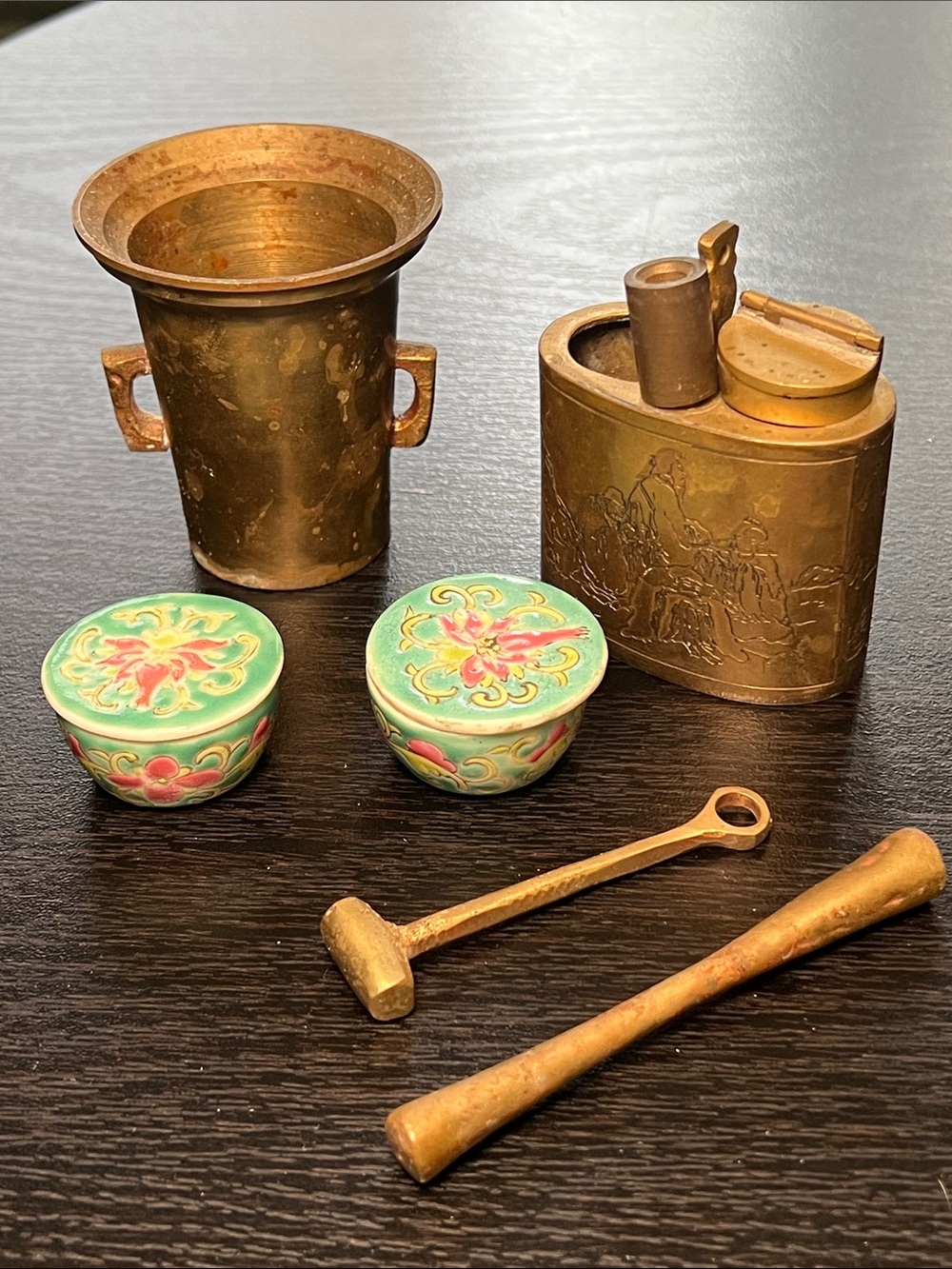 Vintage Asian Decor Lot Brass Chinoiserie
